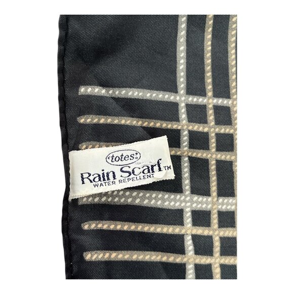 Vintage 1976 Totes Rain Scarf Water Repellent Feather Print Black Gold Red Japan - Picture 3 of 5